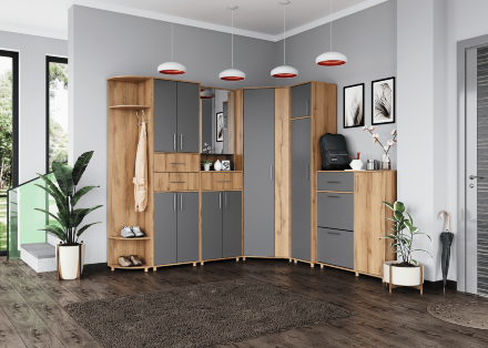 Шкаф с 2 ящиками (по центру) Граф, Серый/Дуб золотистый 